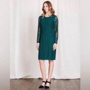 Boden Teal Long Sleeve Lace Dress